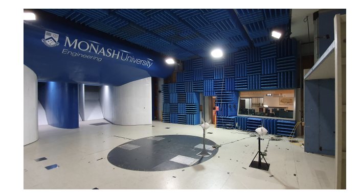 The Monash wind-tunnel chamber with the model turbine installed.